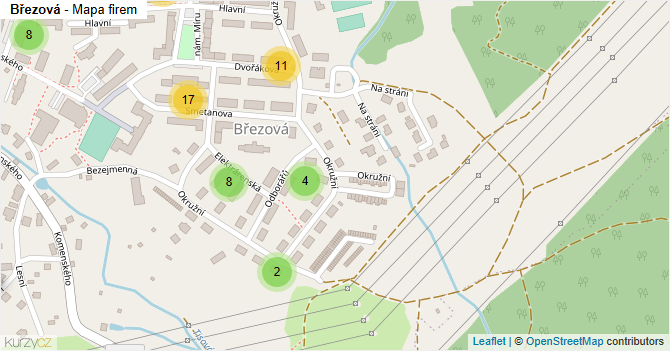 Březová - mapa firem