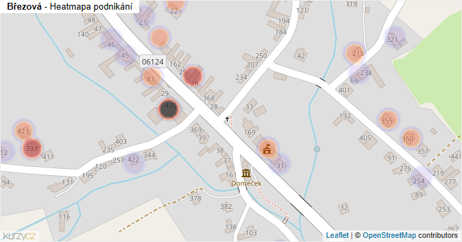 Březová - mapa podnikání