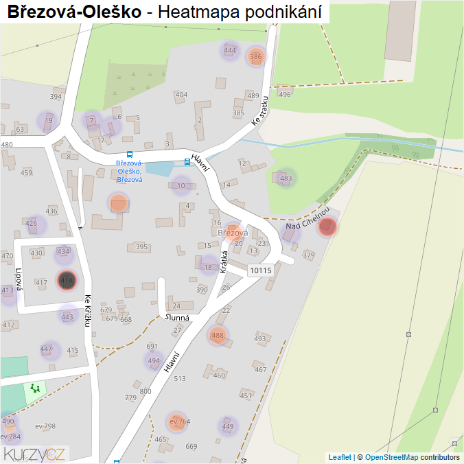 Mapa Březová-Oleško - Firmy v obci.