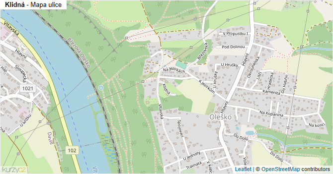 Klidná - mapa ulice