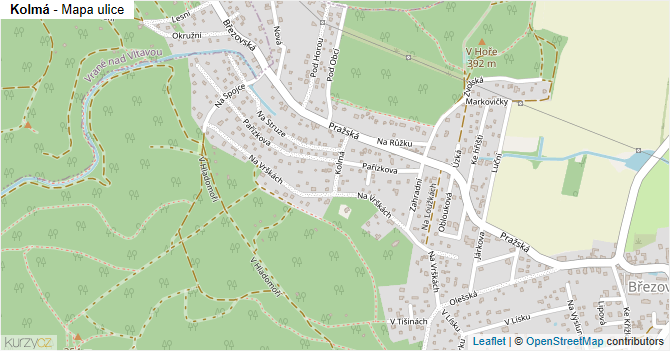 Kolmá - mapa ulice