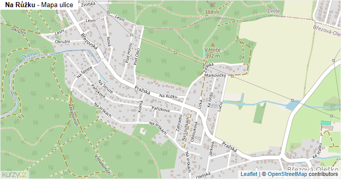 Na Růžku - mapa ulice