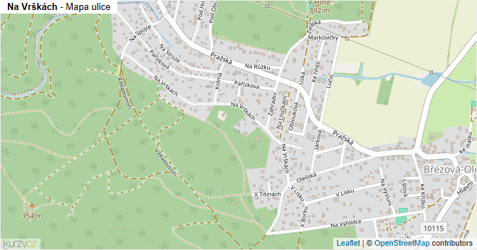Na Vrškách - mapa ulice