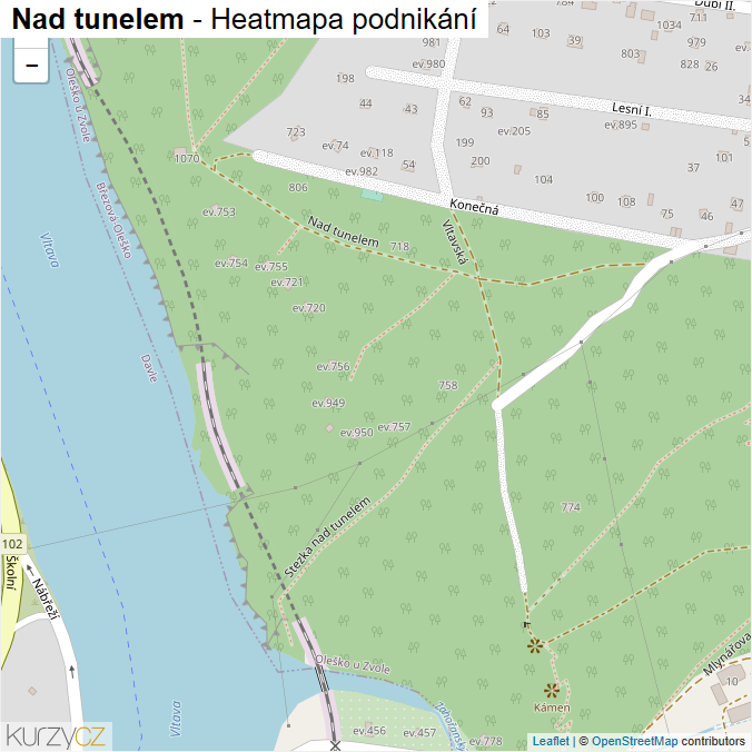 Mapa Nad tunelem - Firmy v ulici.