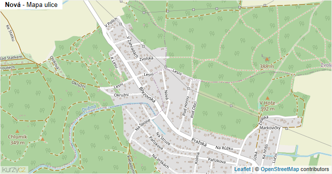Nová - mapa ulice