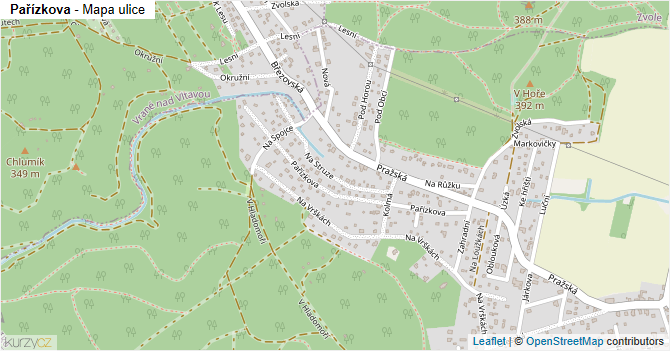 Pařízkova - mapa ulice