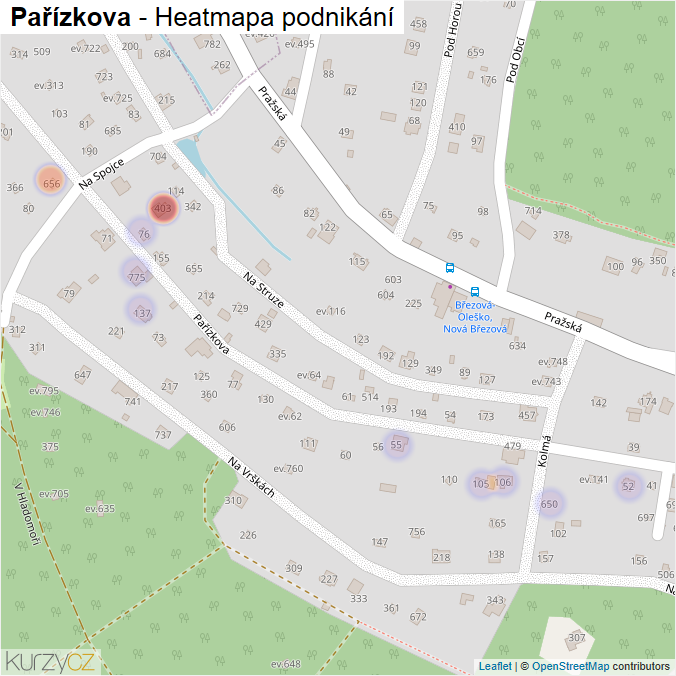 Mapa Pařízkova - Firmy v ulici.