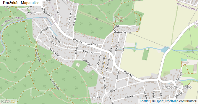 Pražská - mapa ulice