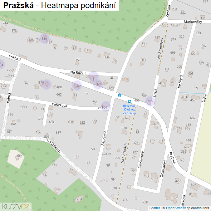 Mapa Pražská - Firmy v ulici.