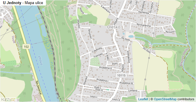 U Jednoty - mapa ulice