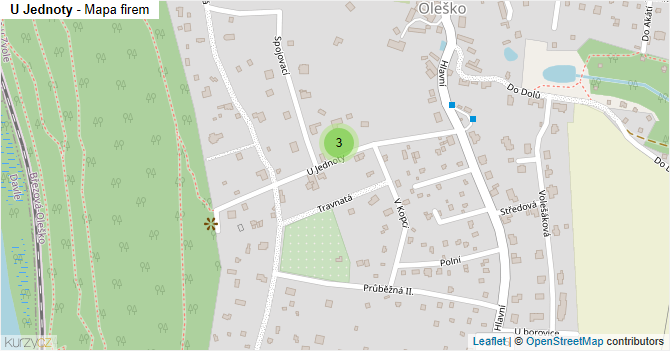 U Jednoty - mapa firem