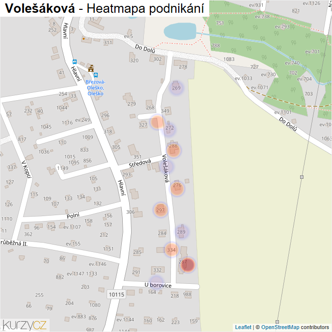 Mapa Volešáková - Firmy v ulici.