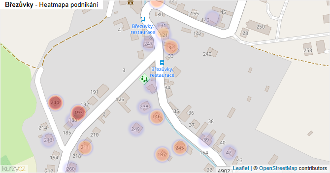 Březůvky - mapa podnikání