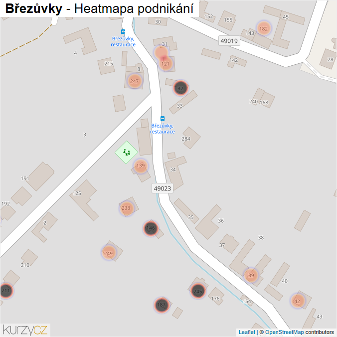 Mapa Březůvky - Firmy v obci.