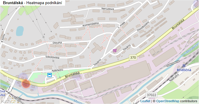 Bruntálská - mapa podnikání