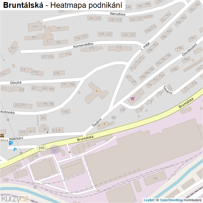Mapa Bruntálská - Firmy v ulici.