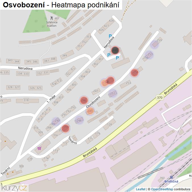 Mapa Osvobození - Firmy v ulici.