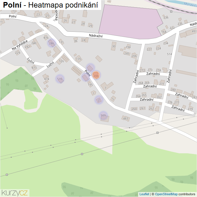 Mapa Polní - Firmy v ulici.