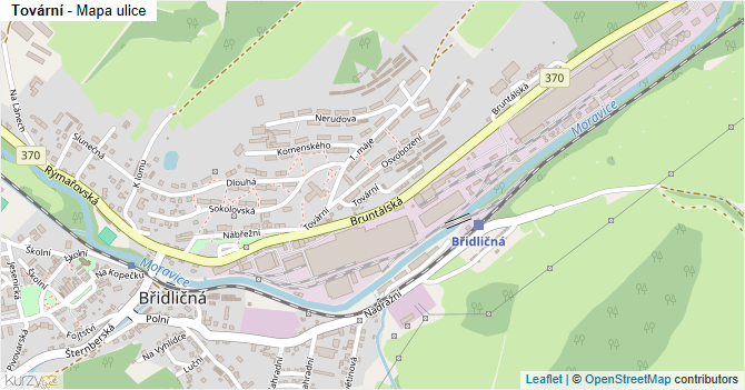 Tovární - mapa ulice