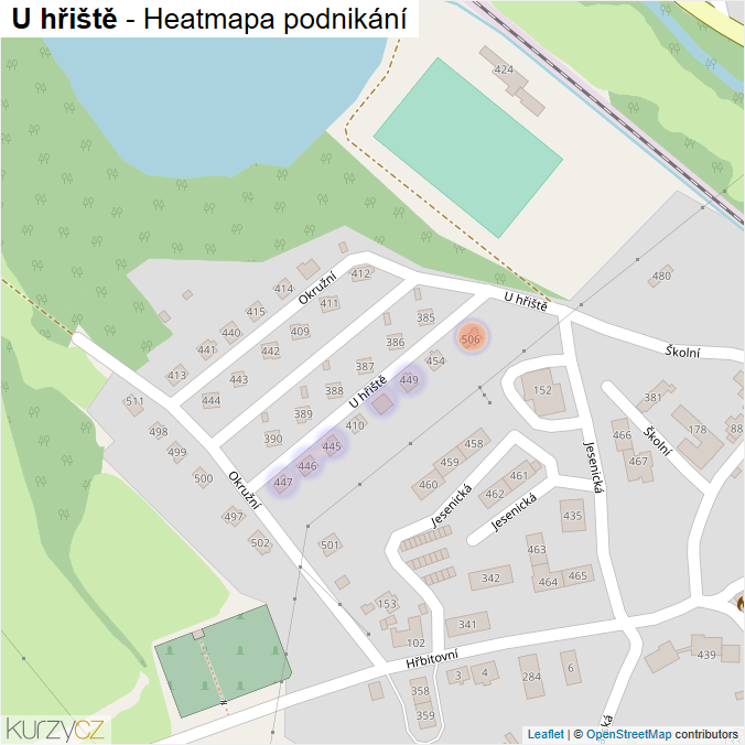 Mapa U hřiště - Firmy v ulici.