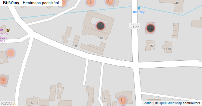 Bříšťany - mapa podnikání