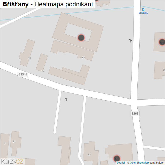 Mapa Bříšťany - Firmy v obci.