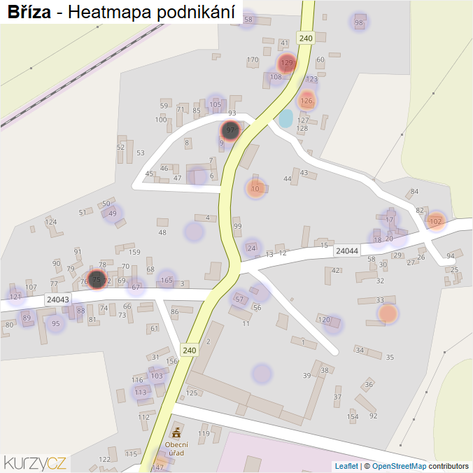 Mapa Bříza - Firmy v části obce.