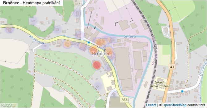 Brněnec - mapa podnikání