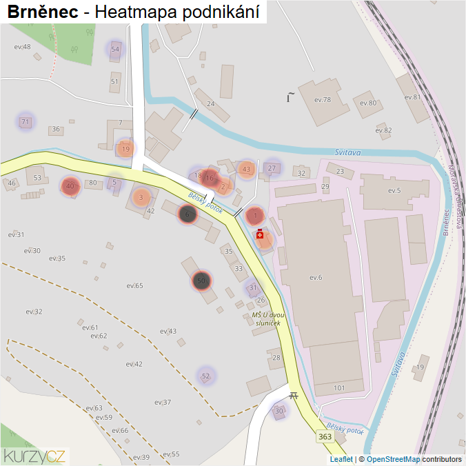 Mapa Brněnec - Firmy v části obce.
