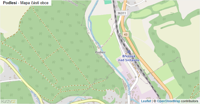 Podlesí - mapa části obce
