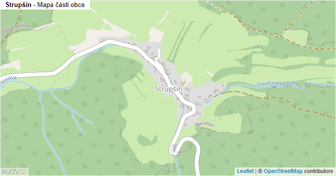 Strupšín - mapa části obce