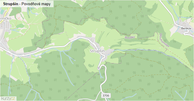 Strupšín - záplavové mapy stoleté vody