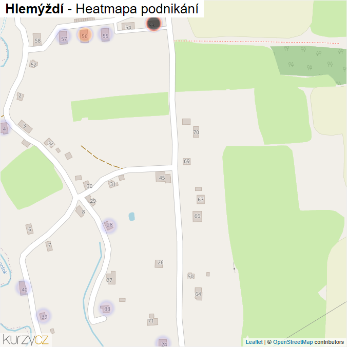 Mapa Hlemýždí - Firmy v části obce.