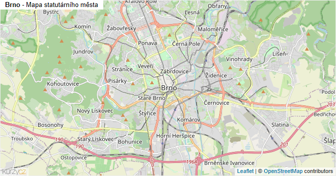 Brno - mapa statutárního města