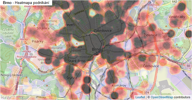 Brno - mapa podnikání