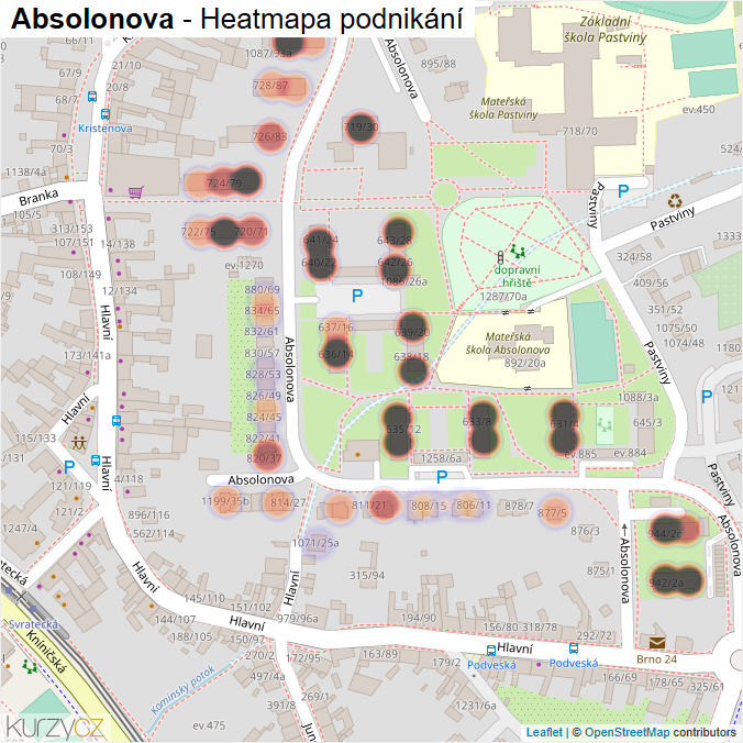 Mapa Absolonova - Firmy v ulici.