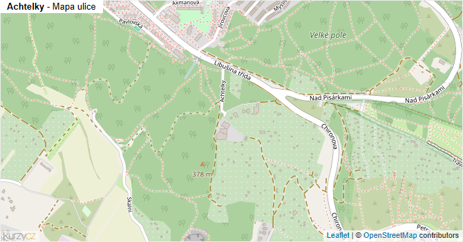 Achtelky - mapa ulice