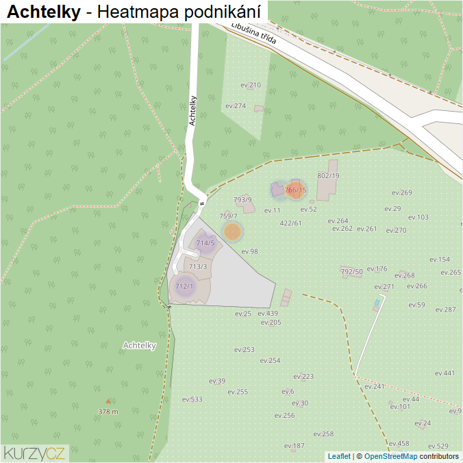 Mapa Achtelky - Firmy v ulici.