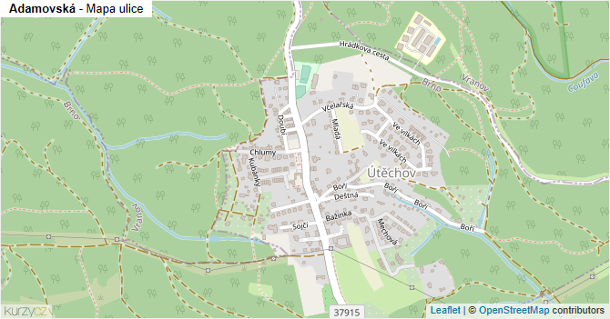 Adamovská - mapa ulice