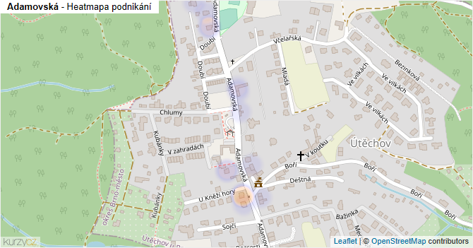 Adamovská - mapa podnikání