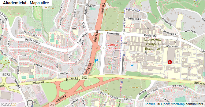 Akademická - mapa ulice