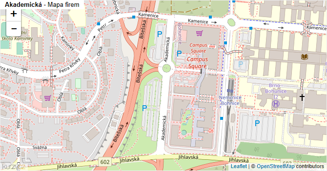 Akademická - mapa firem