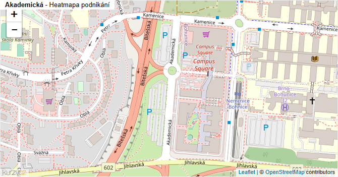 Akademická - mapa podnikání