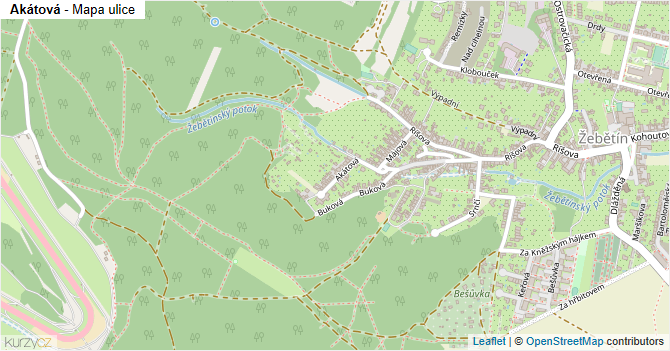 Akátová - mapa ulice