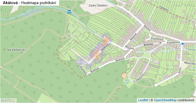 Akátová - mapa podnikání