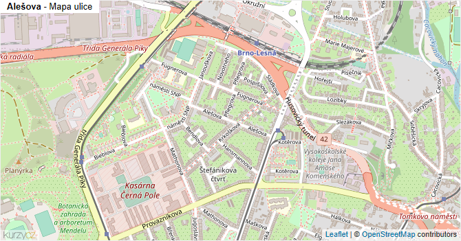 Alešova - mapa ulice