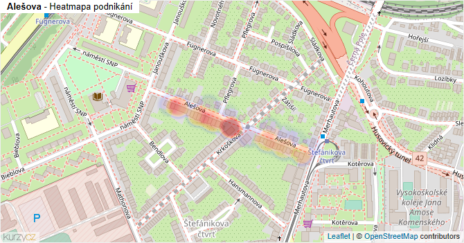 Alešova - mapa podnikání