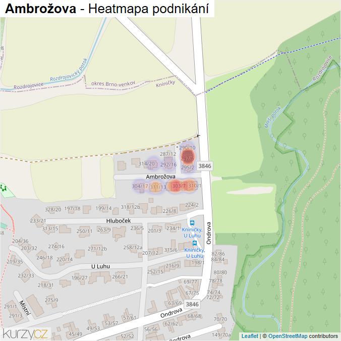 Mapa Ambrožova - Firmy v ulici.