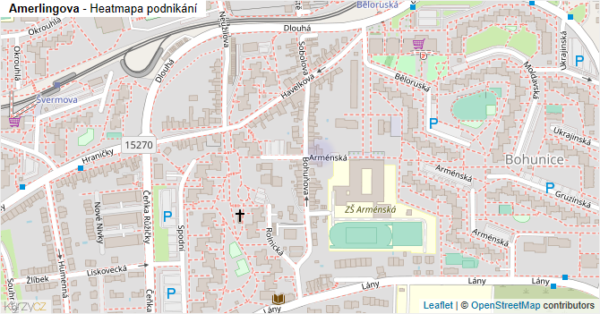 Amerlingova - mapa podnikání
