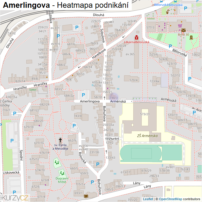 Mapa Amerlingova - Firmy v ulici.
